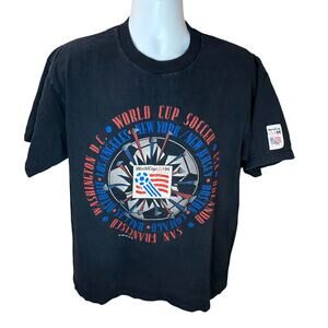Vintage World Cup USA 94 Shirt Tee Soccer Men’s XL Black 1994 Football 90s EUC